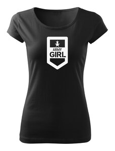 DRAGOWA dámske krátke tričko army girl, čierna 150g/m2