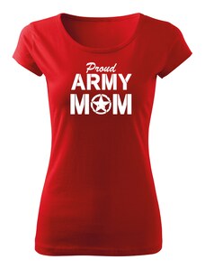 DRAGOWA dámske krátke tričko army mom, červená 150g/m2