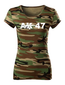 DRAGOWA dámske tričko AK-47, maskáčová 150g/m2