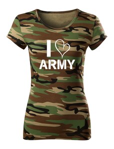 DRAGOWA dámske tričko i love army, maskáčová 150g/m2