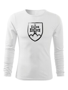 DRAGOWA Fit-T tričko s dlhým rukávom slovenský znak, biela 160g/m2