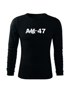 DRAGOWA Fit-T tričko s dlhým rukávom AK-47, čierna 160g/m2