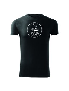 DRAGOWA fitness tričko muscle army biceps, čierna 180g/m2