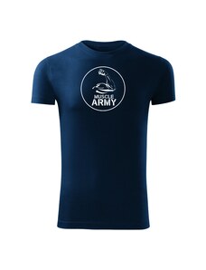 DRAGOWA fitness tričko muscle army biceps, modrá 180g/m2