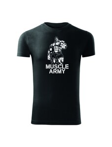 DRAGOWA fitness tričko muscle army man, čierna 180g/m2