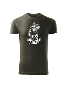 DRAGOWA fitness tričko muscle army man, olivová 180g/m2