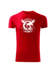 DRAGOWA fitness tričko muscle army original, červená 180g/m2