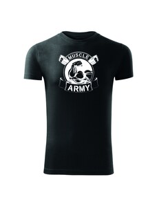 DRAGOWA fitness tričko muscle army original, čierna 180g/m2
