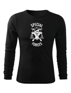 DRAGOWA Fit-T tričko s dlhým rukávom special force, čierna 160g/m2