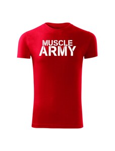 DRAGOWA fitness tričko muscle army, červená 180g/m2