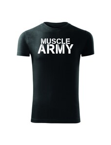 DRAGOWA fitness tričko muscle army, čierna 180g/m2