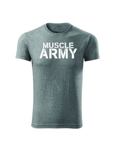 DRAGOWA fitness tričko muscle army, sivá 180g/m2