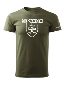 DRAGOWA krátke tričko slovenský znak s nápisom, olivová 160g/m2