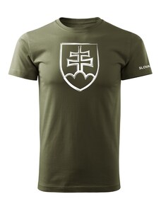 DRAGOWA krátke tričko slovenský znak, olivová 160g/m2