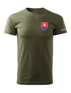DRAGOWA krátke tričko malý farebný slovenský znak, olivová 160g/m2