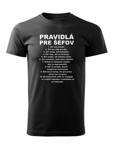 DRAGOWA krátke tričko pravidlá pre šéfov, čierna 160g/m2