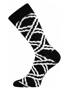 Lonka Čierne pánské ponožky s bielymi čárami