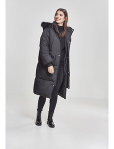 UC Ladies Dámsky oversize kabát z umelej kožušiny blk/blk