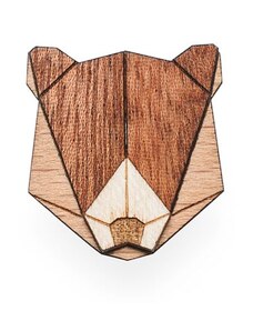 BeWooden Drevená brošňa Bear Brooch