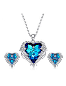 Glory Set náhrdelník a náušnice Angel wings Swarovski elements modrá 138