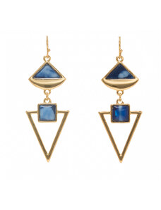 DÓRA Fashion Náušnice Long Blue Marble Triangle