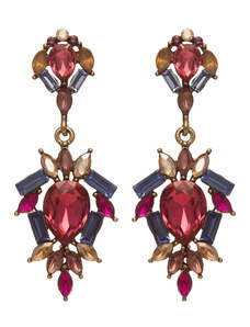 DÓRA Fashion Náušnice Amelie Pink & Blue Crystals Antique Gold Plated