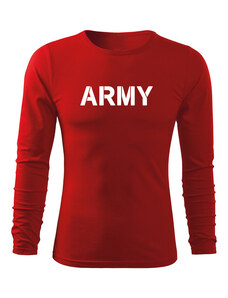 DRAGOWA Fit-T tričko s dlhým rukávom army, červená 160g/m2