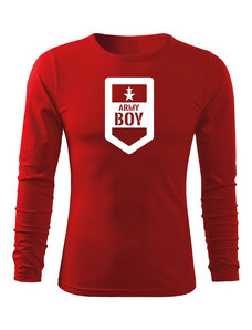 DRAGOWA Fit-T tričko s dlhým rukávom army boy, červená 160g/m2
