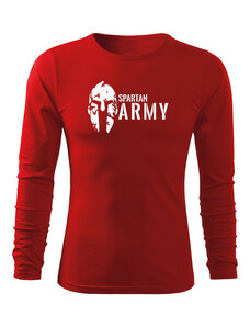 DRAGOWA Fit-T tričko s dlhým rukávom spartan army, červená 160g/m2