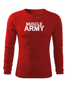 DRAGOWA Fit-T tričko s dlhým rukávom muscle army, červená 160g/m2