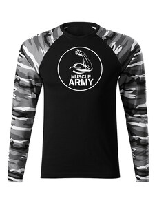 DRAGOWA Fit-T tričko s dlhým rukávom muscle army biceps, metro 160g/m2