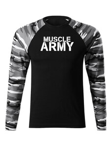 DRAGOWA Fit-T tričko s dlhým rukávom muscle army, metro 160g/m2