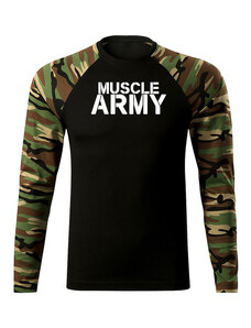 DRAGOWA Fit-T tričko s dlhým rukávom muscle army, woodland 160g/m2