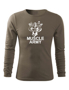 DRAGOWA Fit-T tričko s dlhým rukávom muscle army team, olivová 160g/m2