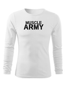 DRAGOWA Fit-T tričko s dlhým rukávom muscle army, biela 160g/m2