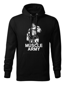 DRAGOWA pánska mikina s kapucňou muscle army man, čierna 320g/m2