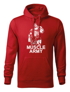 DRAGOWA pánska mikina s kapucňou muscle army man, červená 320g/m2