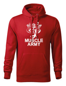 DRAGOWA pánska mikina s kapucňou muscle army team, červená 320g/m2