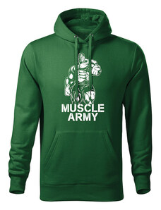 DRAGOWA pánska mikina s kapucňou muscle army man, zelená 320g/m2