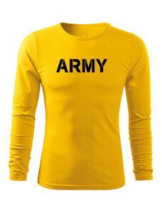 DRAGOWA Fit-T tričko s dlhým rukávom army, žltá 160g/m2