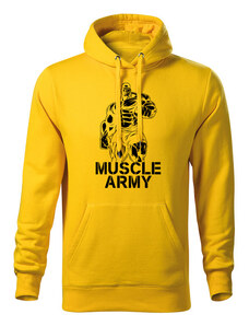 DRAGOWA pánska mikina s kapucňou muscle army man, žltá 320g/m2