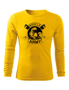 DRAGOWA Fit-T tričko s dlhým rukávom muscle army original, žltá 160g/m2
