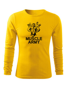DRAGOWA Fit-T tričko s dlhým rukávom muscle army team, žltá 160g/m2
