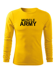 DRAGOWA Fit-T tričko s dlhým rukávom muscle army, žltá 160g/m2