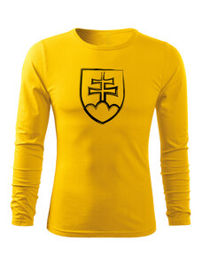 DRAGOWA Fit-T tričko s dlhým rukávom slovenský znak, žltá 160g/m2