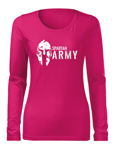 DRAGOWA Slim dámske tričko s dlhým rukávom spartan army, ružová 160g/m2
