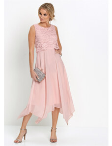 bonprix Šifónové šaty s čipkou, farba ružová