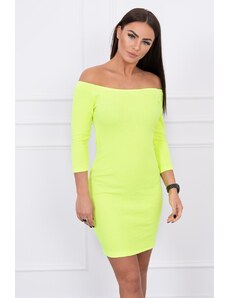 Kesi Fitted dress - ribbed yellow neon