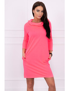 Fashion L&L Športové šaty s kapucňou - neonová ružová