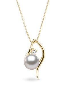 Náhrdelník s diamantom a perlou Akoya KLENOTA K0270013